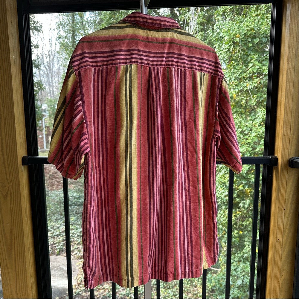 Silk Tommy Bahama Multi-Striped Sunset Relaxed Camp Shirt Vintage Vacation ~ M - Picture 17 of 17